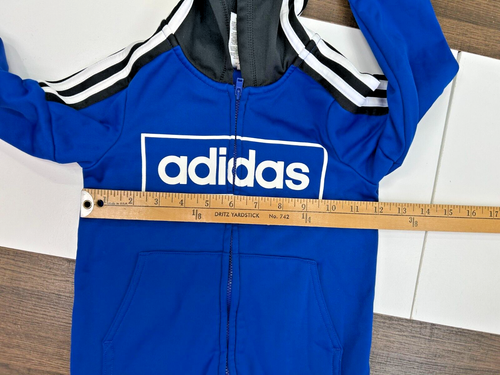 Adidas Boys 4T Blue Long Sleeve Full Zip Hoodie Sweatshirt Track Jacket - Picture 7 of 10
