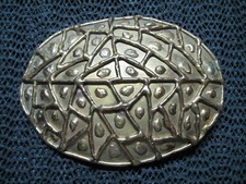 ABSTRACT BRUTALIST HIPPIE BRASS BELT BUCKLE VINTAGE RARE HANDMADE SIGNED 