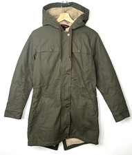 Tough Duck Womens Sherpa Lined Duck Jacket Hooded Full Zip Green Size Small