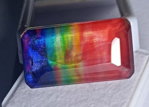 Piedra preciosa natural doblete orgánica similar al ópalo ammolita brillante 30-32 quilates certificada EGL - Imagen 3 de 9