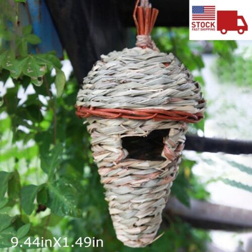 Hanging Hummingbird Houses Hand-woven Straw Bird Nest Outdoor Garden Patio Decor - Picture 1 of 8