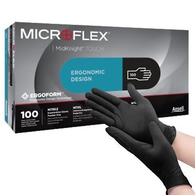 Microflex 93-732-L Midknight Touch Large Black Nitrile CASE of Gloves 1,000