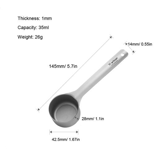 Cuchara medidora ligera de titanio puro de 1 pieza 20 ml 35 ml - Imagen 13 de 13