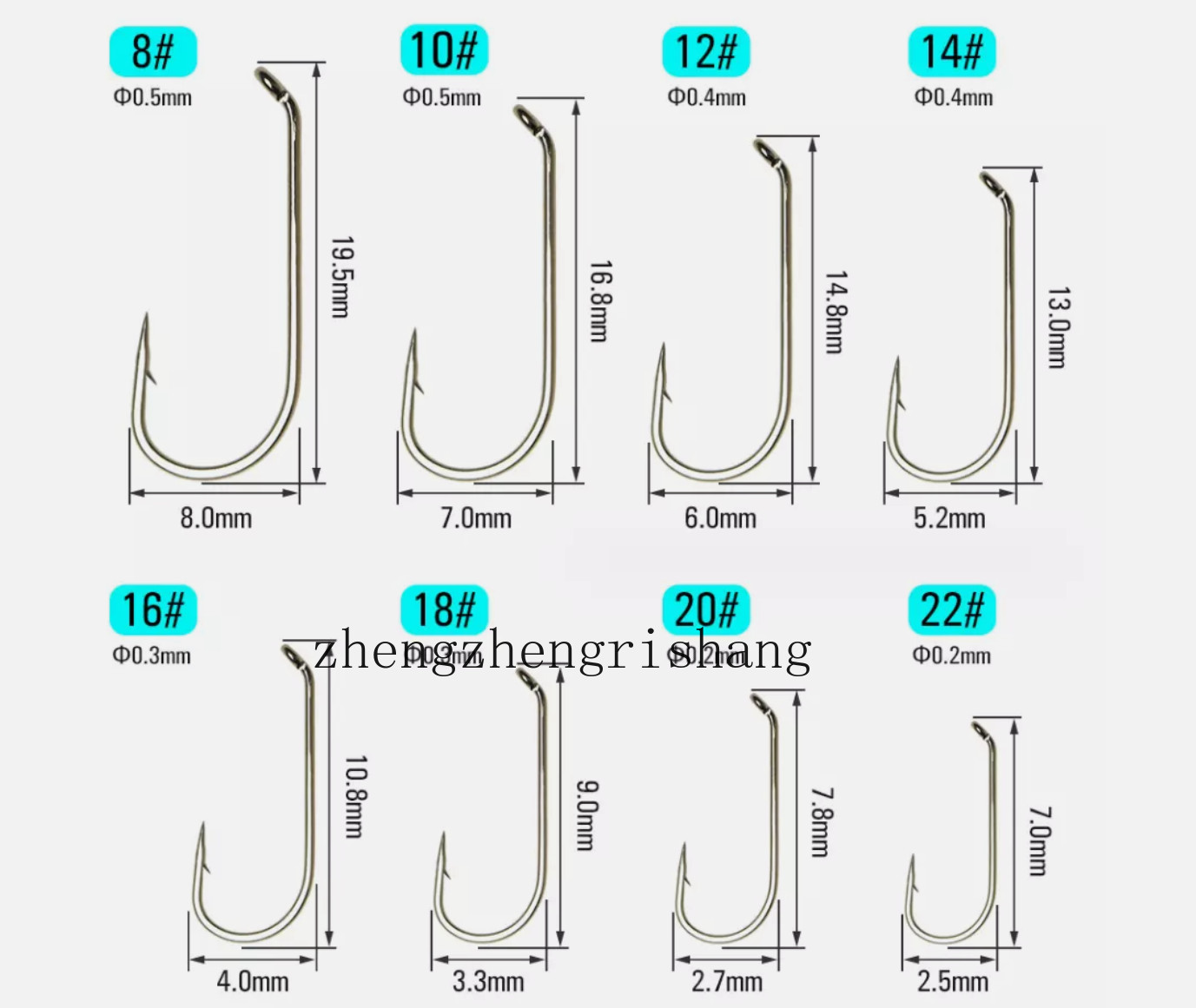 50pcs Fly Fishing Hooks Dry Fly Tying Hook High Carbon Steel Nymph Hooks 8#-22#