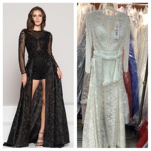 long lace romper dress