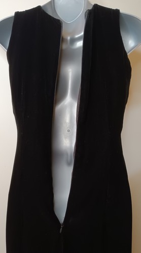 Designer Women black velvet Long dress gold sequins Beads Leaf Pattern Small - Picture 11 of 14
