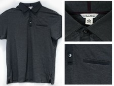 CALVIN KLEIN Men's Heather Gray Contrast Collar Cotton Short Sleeve Polo Shirt s
