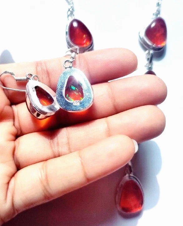 Australian Triplets Opal Gemstone 925 Sterling Silver Handmade Jewelry Necklace - Image 4 of 4