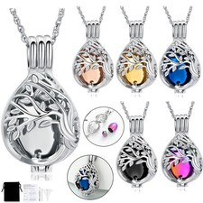 Tree of Life Urn Necklace for Ashes Teardrop Urn Cremation Memorial Jewelry Gift