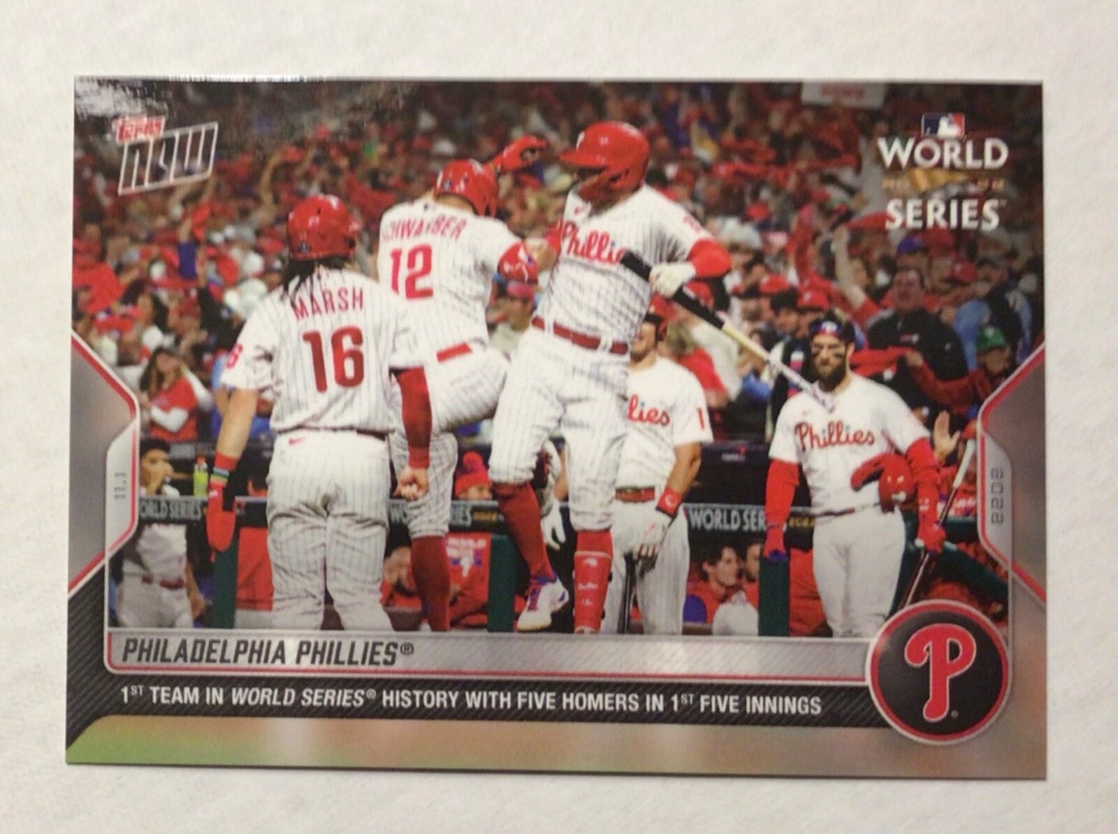 2022 Topps Now #1146 Philadelphia Phillies 5 Homers in 1st 5 Innings W. Series