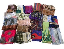 Lot 20 Scarves Scarf Designer Vintage Silk Polyester Cutters Crafts Flaws