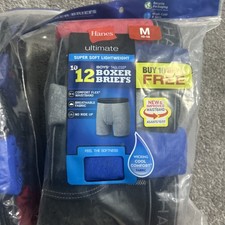 Hanes Boys Tagless Boxer Briefs 12-Pack Pair Size medium 10-12 Solids Comfort