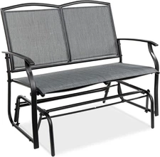 2-Person Outdoor Patio Swing Glider Bench Loveseat Rocker with Steel Frame Gray