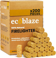 200 Firelighters - Ecoblaze Natural Firelighters | Fast Lighting & Odourless, Fi 0.08 per lighter