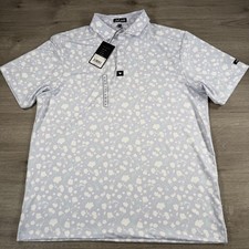Bad Birdie Polo Shirt Mens XL Purple Baby Lush Core Golf Floral Performance