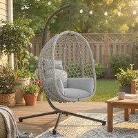 Hanging Rattan Egg Chair Garden Swing Chairs Patio Indoor Outdoor With Cushion