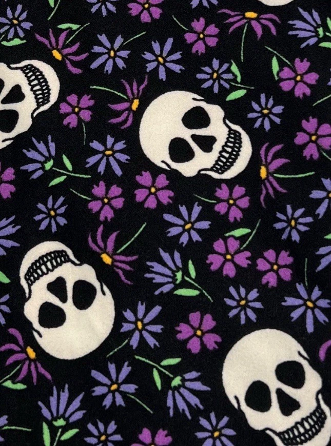 LuLaRoeLeggings OS One Size PURPLE WHITE Colorful Skull HALLOWEEN GRAVE Flower - Image 2 of 4