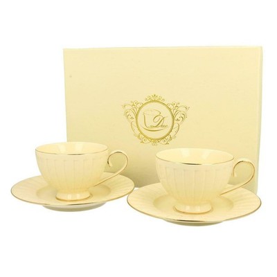 2er Set Teetasse mit Undertasse 220 ml Kaffeetassen Becher Tasse Elegant Deko
