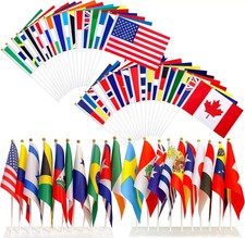 200 Countries International Flags of the World Small Mini Hand Held Flags on ...