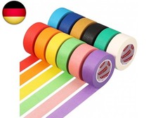12 Rolle Kreppband Bunt, 23mm x 13m Klebeband Bunt Malerkrepp Abklebeband Maler