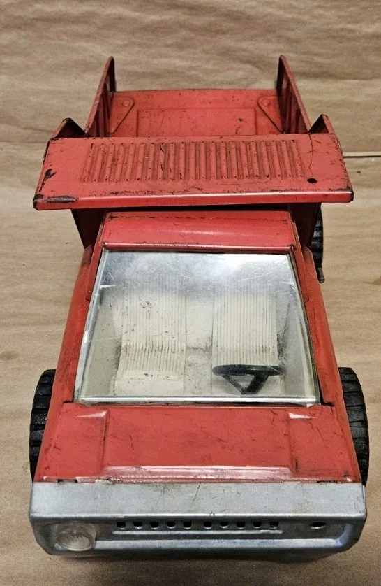 Camión de volteo hidráulico Buddy L de colección raro años 70 - acero prensado rojo - BUENO Foto 3 de 4