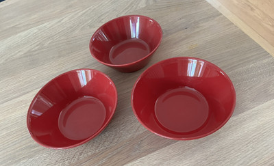ARABIA IITTALA TEEMA rot SCHALE Schüssel KLEIN D/H 14,5/5,3cm 3 x vorhanden