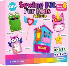 Kids Sewing Kit for Beginners 6-in-1 DIY Felt Craft Kit with Unicorn Bag