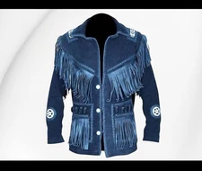 Men Western Cowboy Liberty Engle Style Leather Jacket Men Hunter Jacket Coat