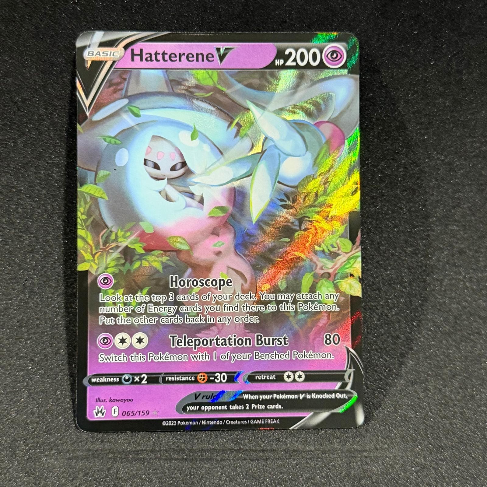 HATTERENE V 065/159 Holo V Rare Crown Zenith Pokemon NM/M NM/M