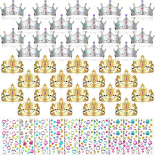 66 Pieces Foam Princess Tiaras DIY Crowns Kids Party Favors Craft Crystal Diamon