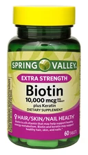 Suplemento en Tabletas de Biotina y Queratina Potencia 10,000 mcg 60 Cápsulas