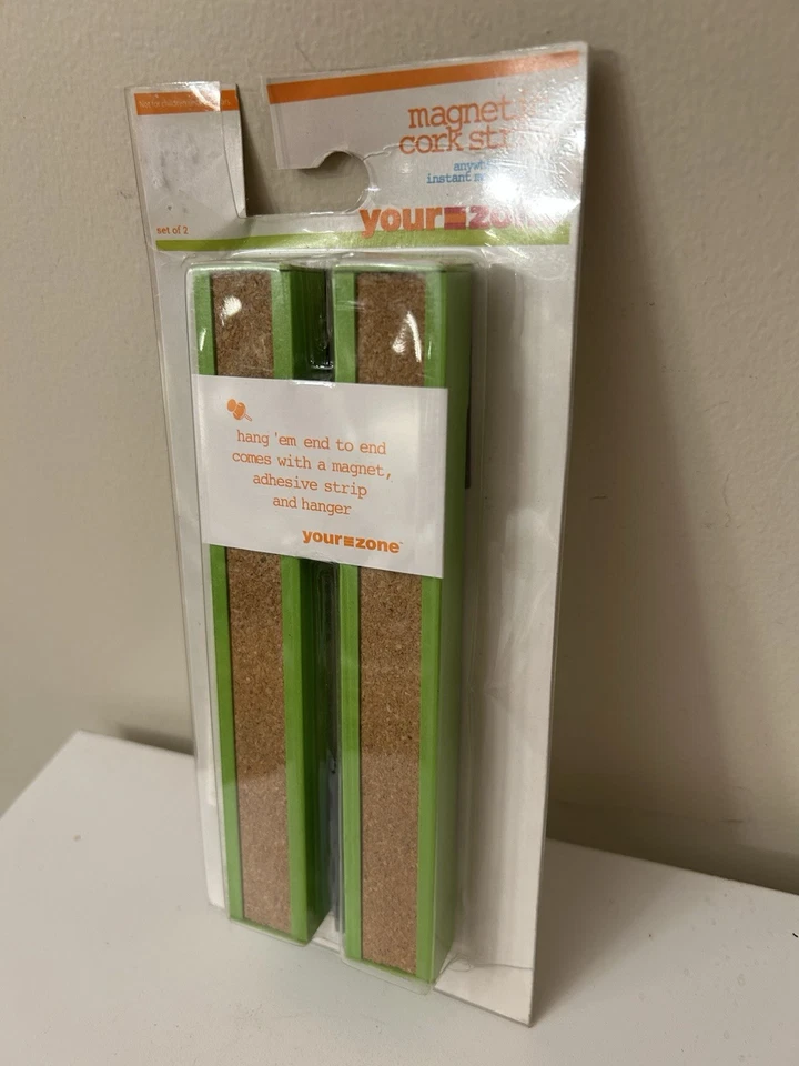 Your Zone Bulletin Bar Magnetic Cork Strips Board 2 Pack Classroom Dorm Green - Image 3 of 4