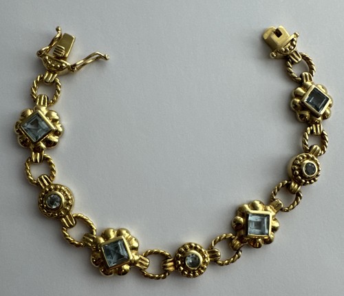 Vintage FAS Blue Topaz & Sterling Silver Goldplate Bracelet