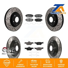 Front Rear Coated Drilled Slot Disc Brake Rotors Ceramic Pad Kit For Mazda CX-30