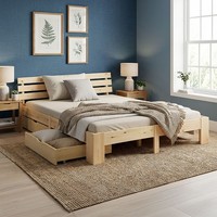 Holzbett 140X200 Cm Mit Lattenrost Stauraum Massiv Doppelbett Bett Homestyle4U