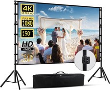 150 Inch Portable Projector Screen 16:9 4K HD Rear Front