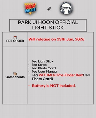 PARK JI HOON OFFICIAL LIGHT STICK with Strap,Card,Tracking,POB