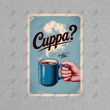 Vintage Style Metal Sign Cuppa Coffee Lover Decor Kitchen Cafe Bar 11159