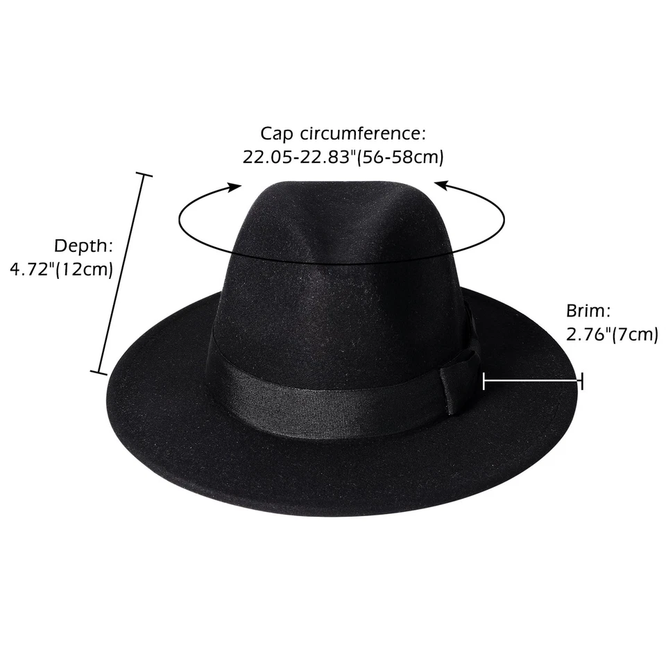 Clásico Sombrero Fedora Ala Ancha Fieltro Lana Panamá Pastel de Cerdo Jazz Sombrero para Hombres Mujeres - Imagen 2 de 4