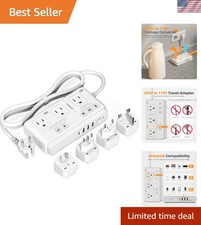 International Travel Adapter: 220V to 110V Converter with 4 USB AC Sockets