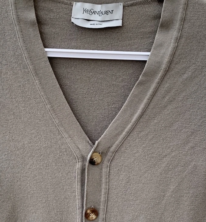 Yves Saint Laurent кардиган свитер сделано в Италии размер XS/S серый на пуговицах #Z40 - Изображение 2 из 4