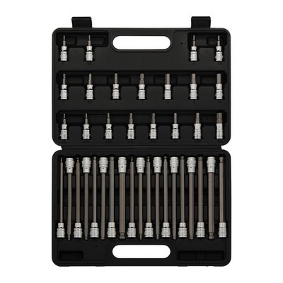 38PCS 3/8'' Drive Hex Bit Socket Set, CR-V, S2 Steel, SAE/Metric, Extra Long B...
