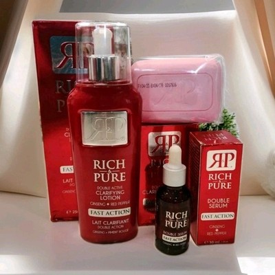 Rich & Pure Double Active Clarifying Lotion ,Soap, And Serum3 Pieces