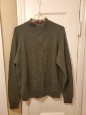 Patagonia Men's 1/4 Zip Mock Neck Cashmere Green Sweater LARGE Holes