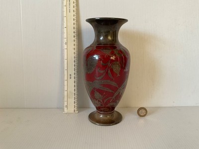 SELTENE VINTAGE ER WILKES RUBIN GLANZ EXOTISCHE VÖGEL VASE MOORE LANCASTRIAN INTERESSE