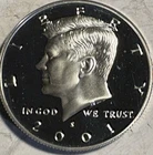 2001 S Kennedy Half Dollar Silver Proof 90% Silver .900 Fine Gem Proof