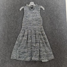 Ganni Pinnacle Dress Womens Medium Gray Mock Neck Fit Flare Knit Anthropologie