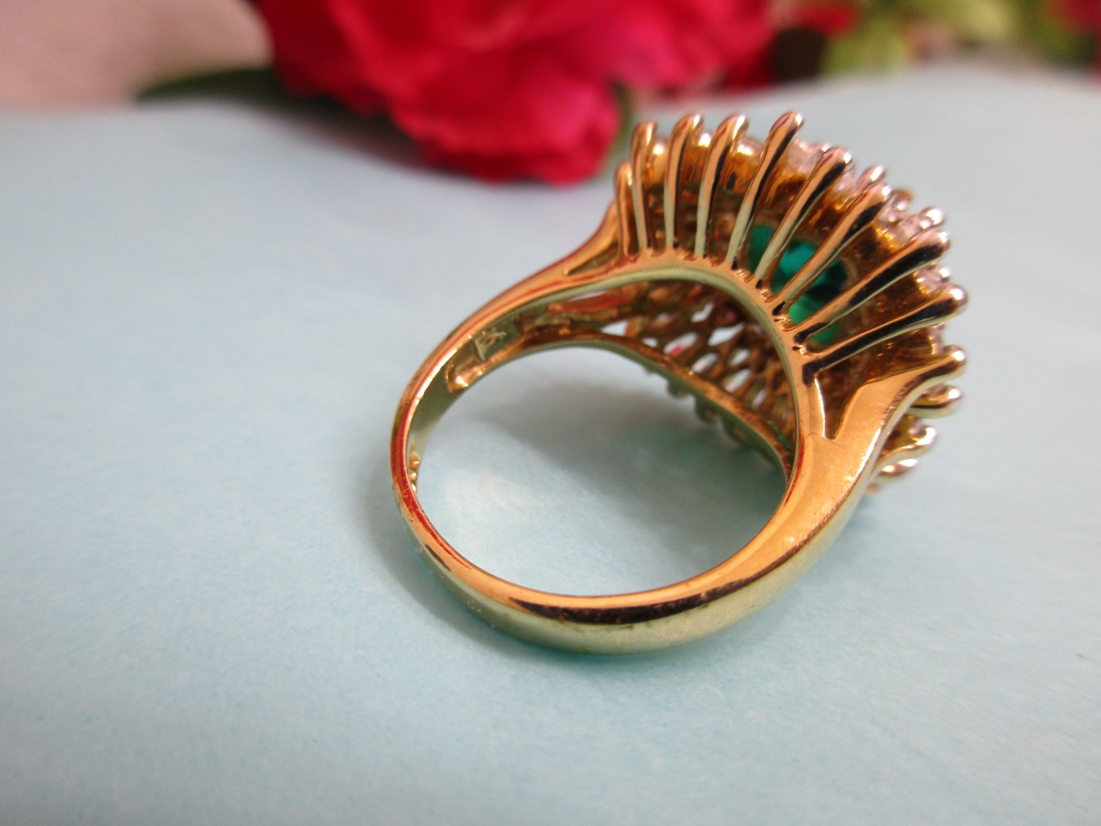 JBK JACQUELINE KENNEDY CAMROSE & KROSS Simulated EMERALD RING Size 6 Preowned