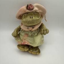 Russ Berrie Florissa Frog W/Dress Bean Bag Plush Stuffed Animal 9" Tall