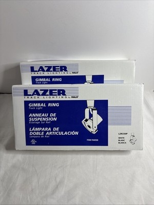 2 LAZER TRACK LIGHTING by HALO NIB Gimbal Ring WHITE LZR330P 75W Par30
